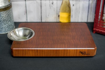 12 x 18 Sapelle End Grain Cutting Board with Bowl