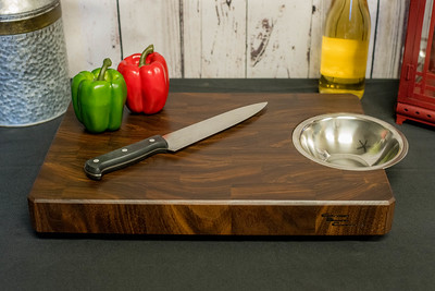 12 x 18 Walnut End Grain Cutting Board with Bowl