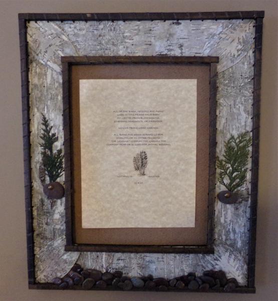 11x14 Birch Bark Frame/Mirror w/Cedar & Stones