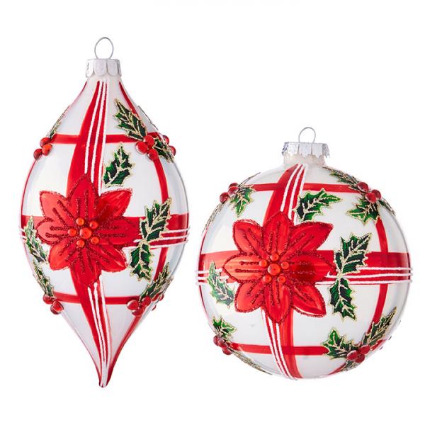 Pointsettia with Plaid Ornaments