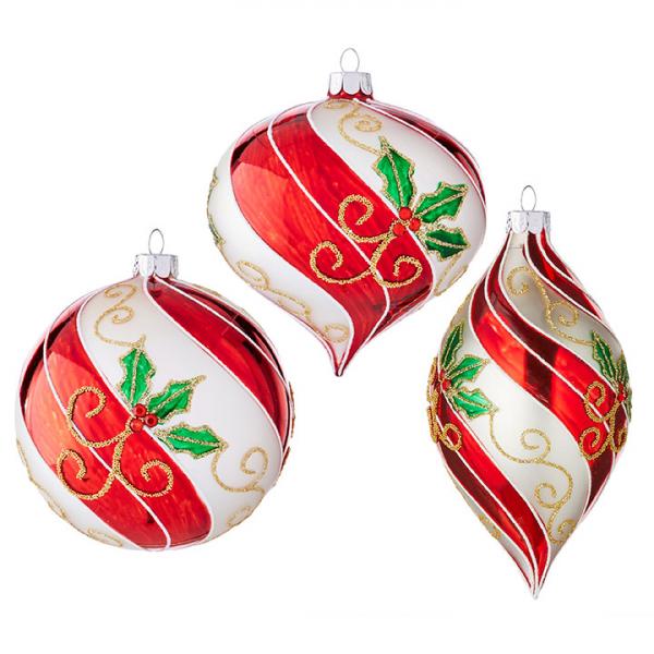 Holly Swirl Ornaments