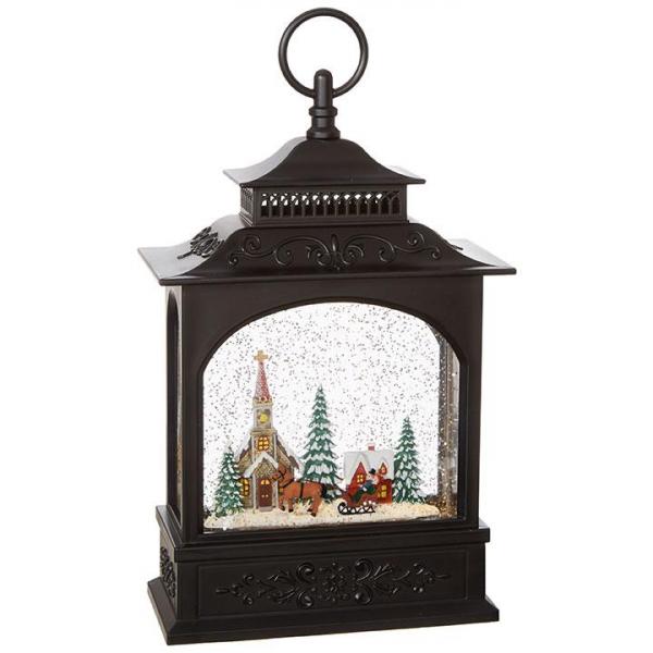 Town Scene Musical Lighted Water Lantern, 11 inch picture