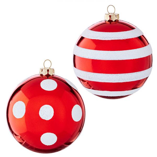 Red Dots and Stripes Ornaments