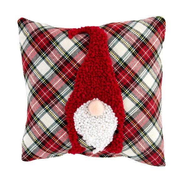 White Plaid Square Gnome Pillow