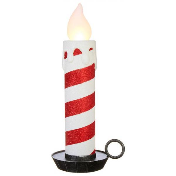 Candy Cane Stripe Battery Operated Candle, 22.5 inches