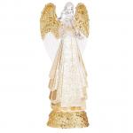 Lighted Angel With Gold Swirling Glitter