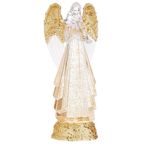 Lighted Angel With Gold Swirling Glitter picture