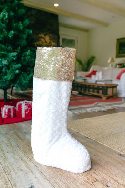 24" Gold & Fur Standing Stocking picture