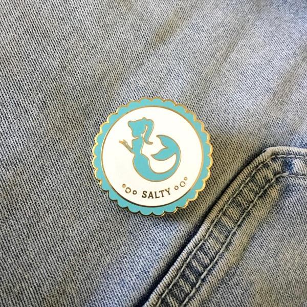 Salty Retro Mermaid Enamel Pin - Mythical Moods picture