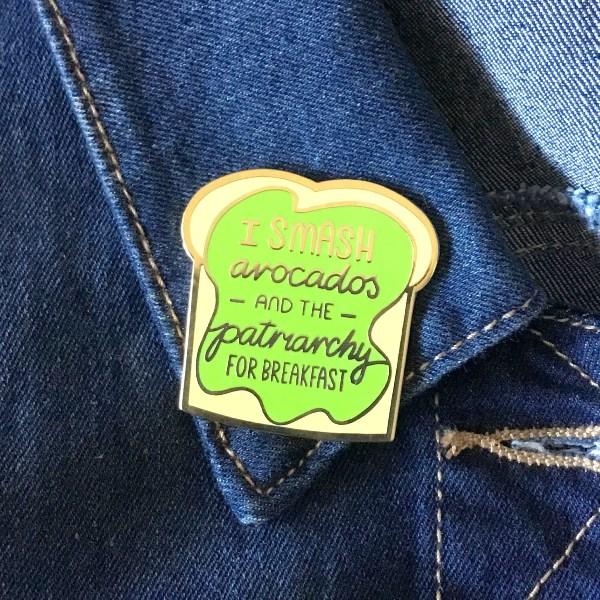 Smashed Avo Patriarchy Feminist Enamel Pin picture