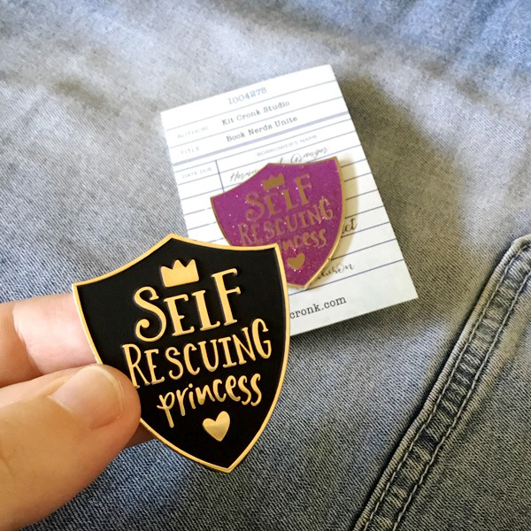 Self Rescuing Princess Enamel Pin - Matte Black picture