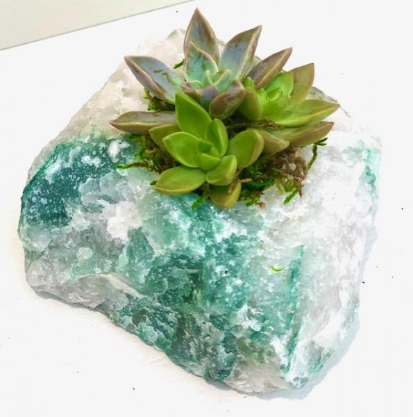 White Quartz Succulent Crystal Planter picture