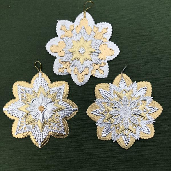 3 Large SNOWFLAKE ornaments #2