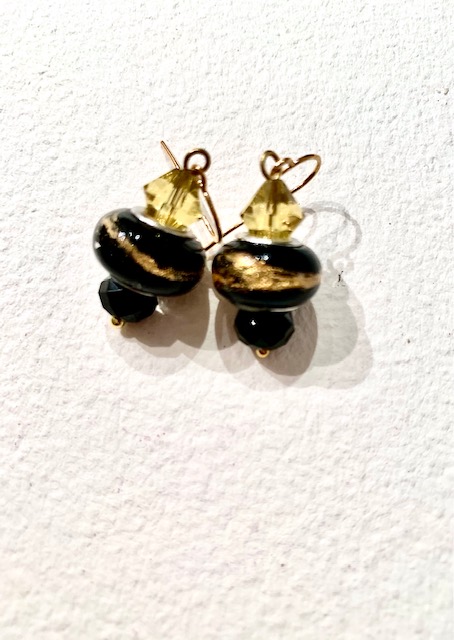 Black & Gold Czech Earrings
