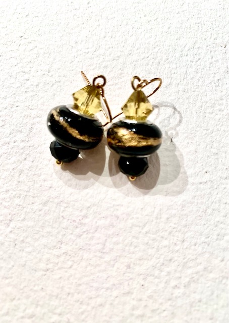 Black & Gold Czech Earrings picture