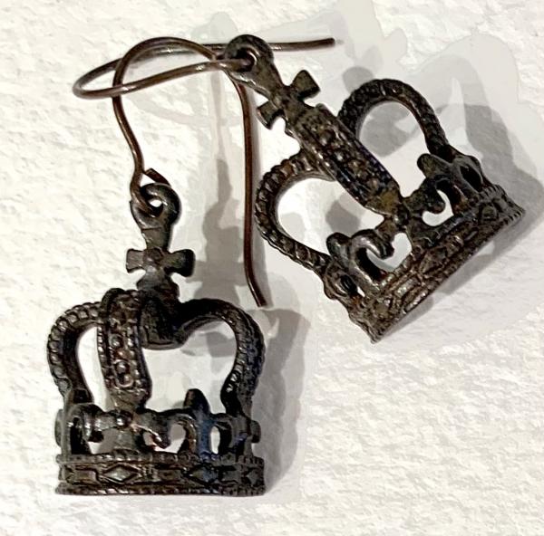 3-D Bronze Crown Earrings