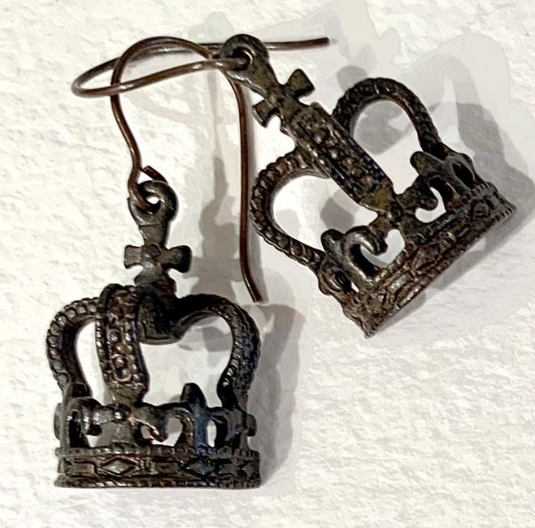 3-D Bronze Crown Earrings picture