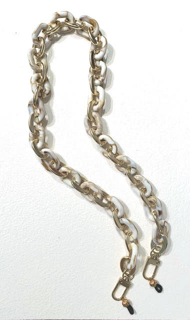 Cream & Gold Lucite Chain Link Eyeglass Catcher picture