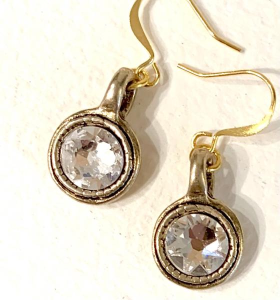Gold Bronze Swarovski Crystal Earrings