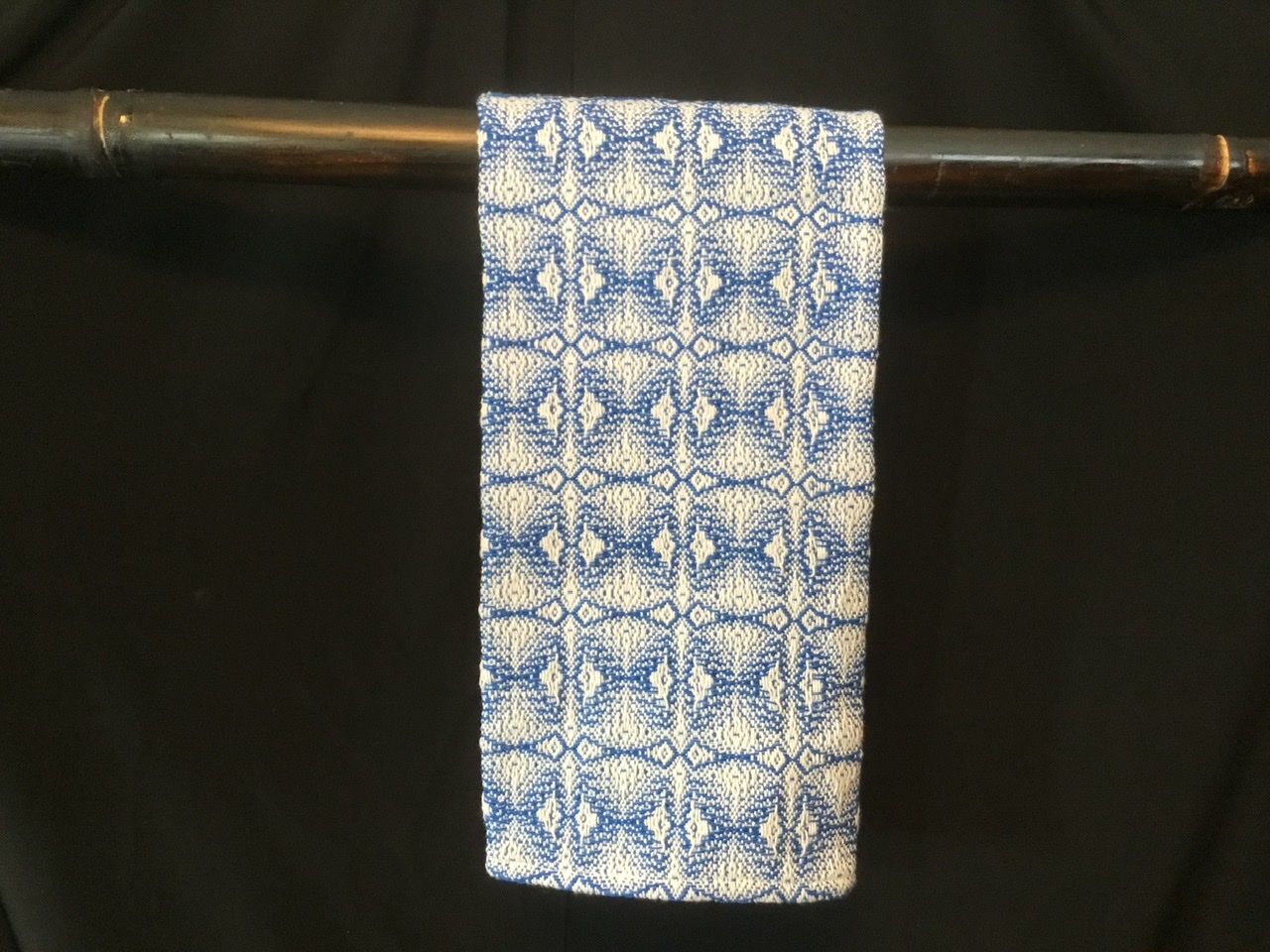 Handwoven tea towel in snowflake pattern picture