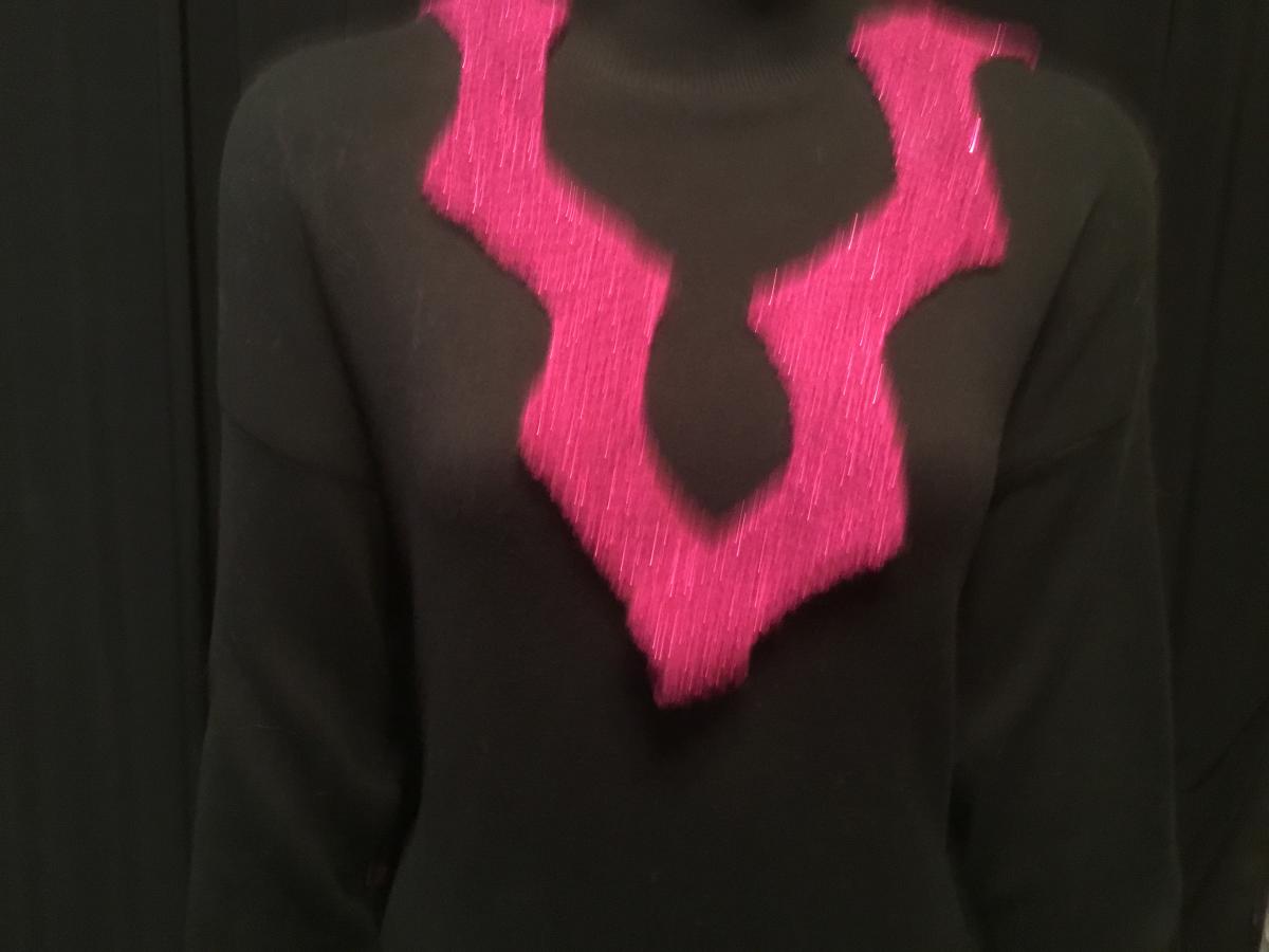 Knitted glitzy fushia scarf picture