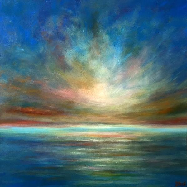 Original abstract Seascape painting "In Light of Eternity",20x20x1.5" picture