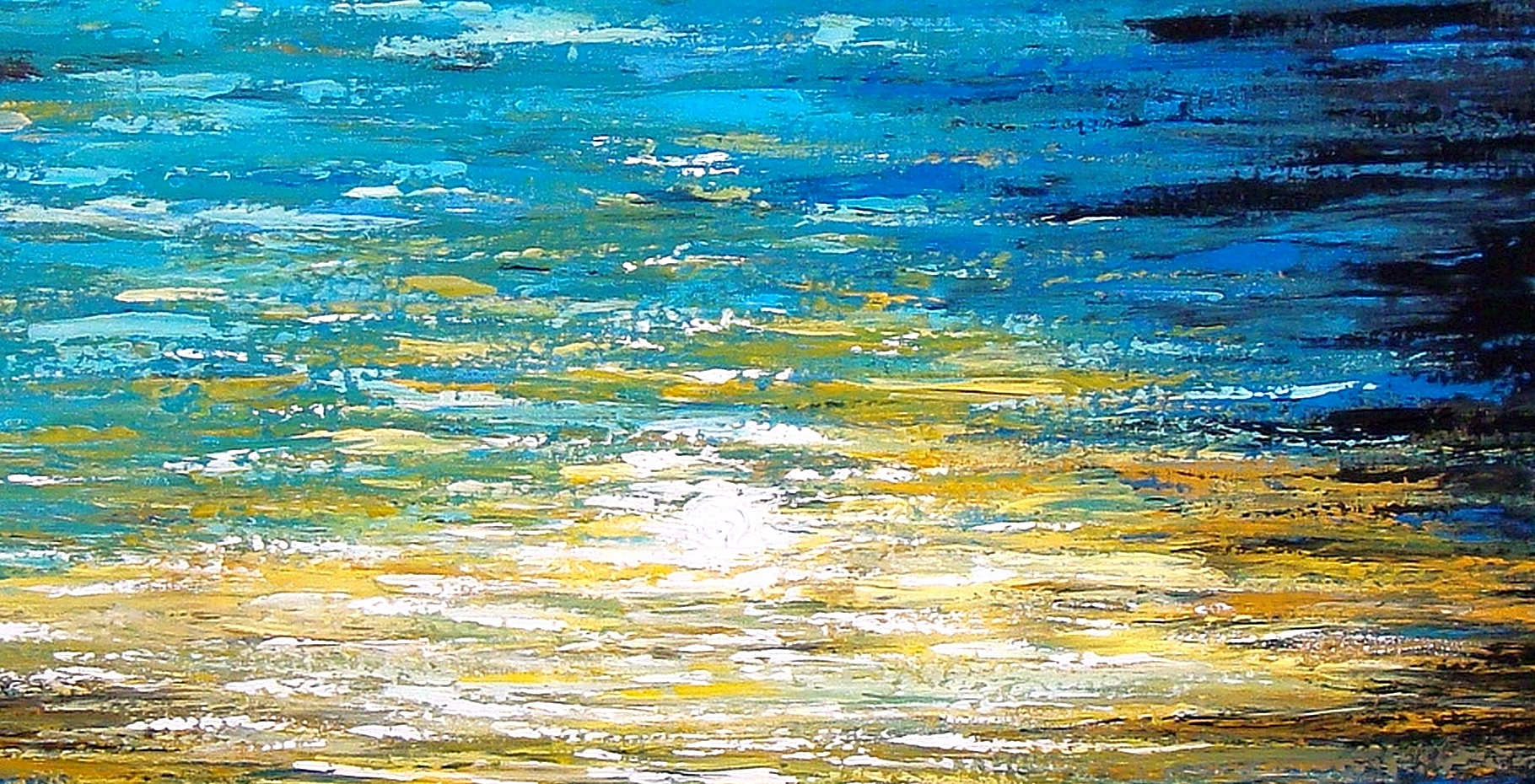 Large Original abstract Seascape painting "When the Dusk is Coming",48x30x1.5" picture