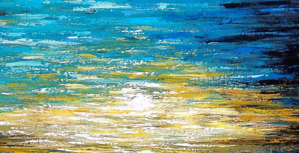 Large Original abstract Seascape painting "When the Dusk is Coming",48x30x1.5" picture