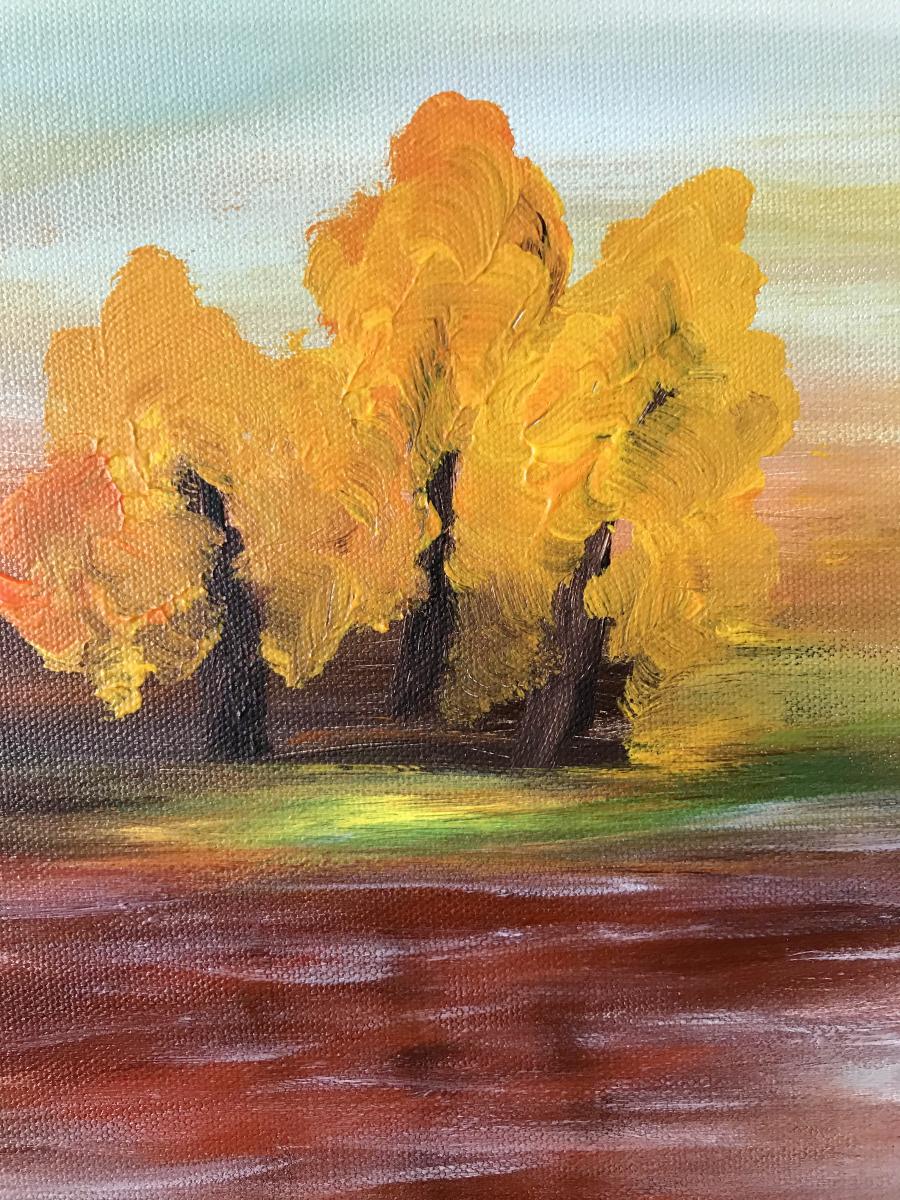 Abstract painting Minimalist Landscape original "Autumn Dance",36x24x1.5" picture