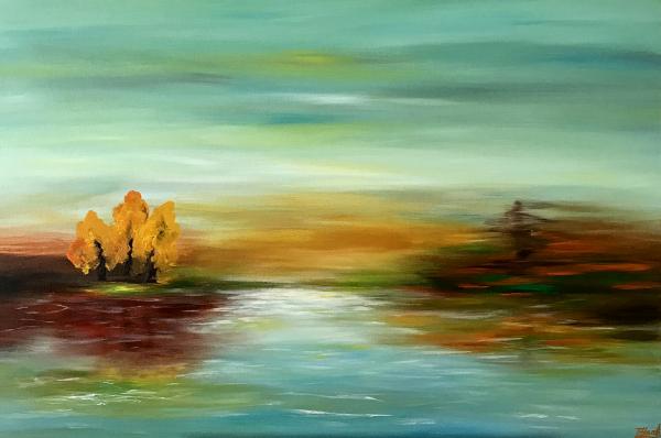 Abstract painting Minimalist Landscape original "Autumn Dance",36x24x1.5"