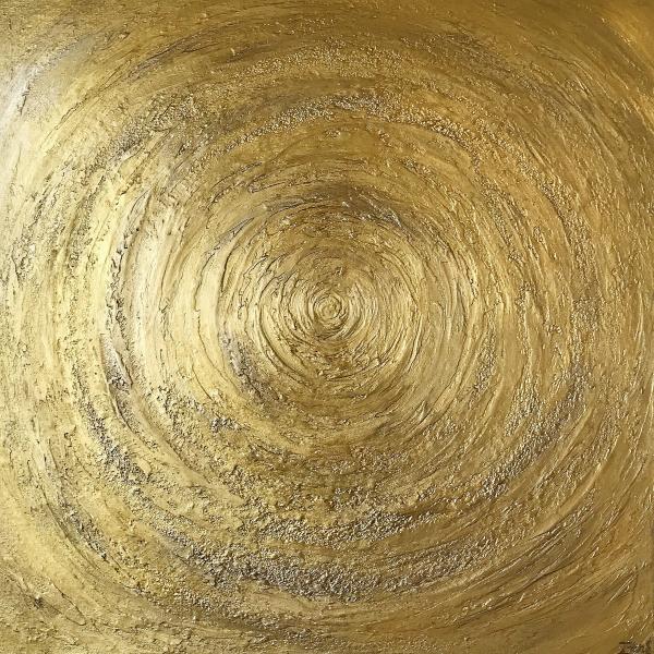 Original Abstract Modern Minimalist painting "Golden Infinity", 24x24x1" picture