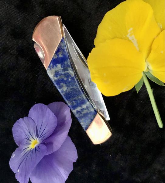 Small Lock Back Pocket Knife BLUE LAPIS picture