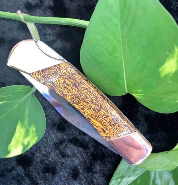 Copperhead Lockback with SCRIPT STONE HANDLE picture