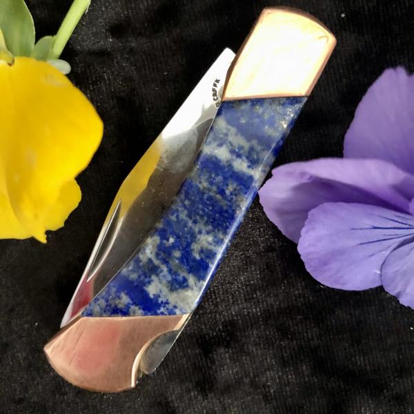 Small Lock Back Pocket Knife BLUE LAPIS picture