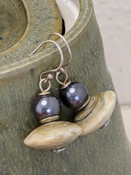 Modernist Pearl Earrings | Silver picture