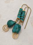 Long Turquoise Pebbles | Gold