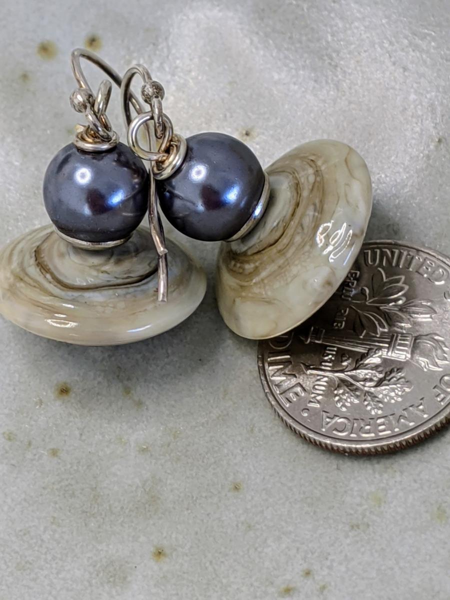 Modernist Pearl Earrings | Silver picture