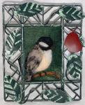 Chickadee in Metal Leaf Frame