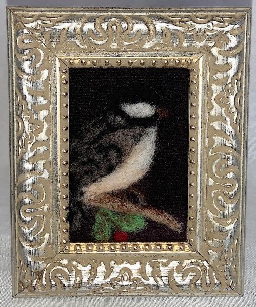 Chickadee on Black Wool picture