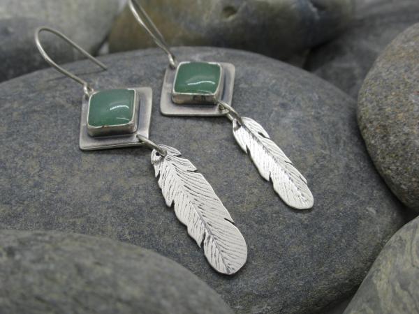 Aventurine and feather earrings picture