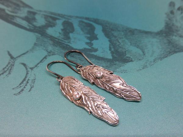 Feather Earrings with CZ picture