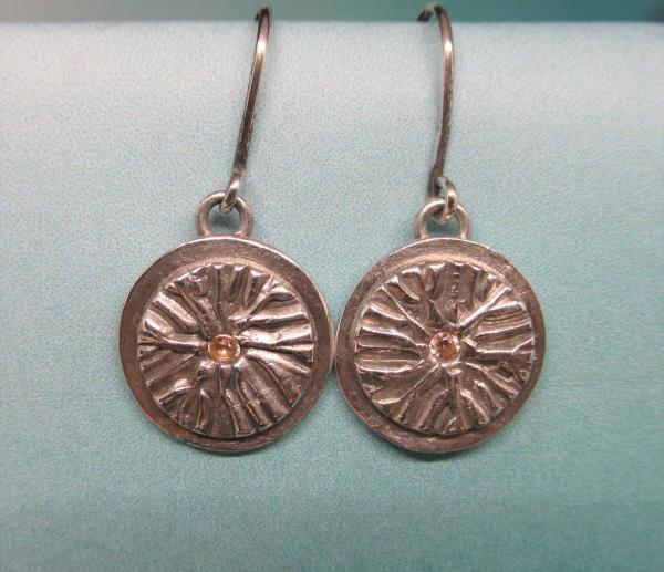 Textured disc earrings with CZ picture