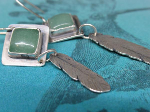 Aventurine and feather earrings picture