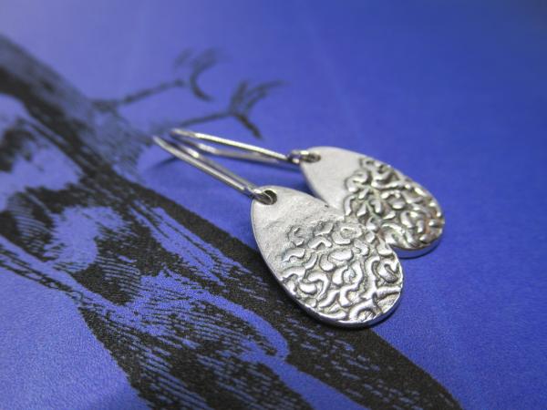 Textured Silver Teardrop Earrings