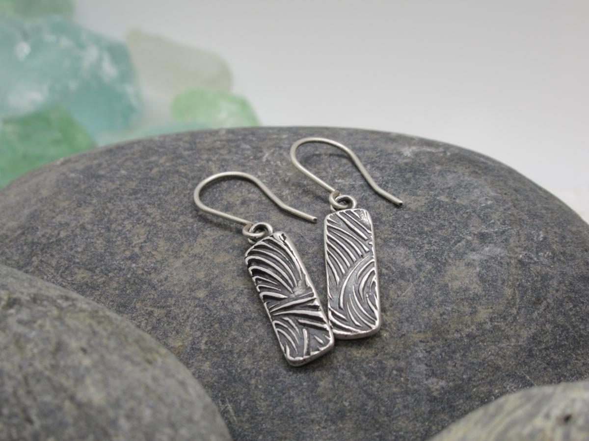 Textured Silver Bar Earrings picture