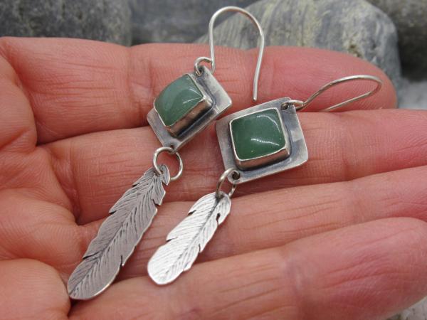 Aventurine and feather earrings picture