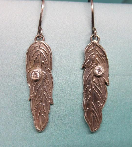 Feather Earrings with CZ picture