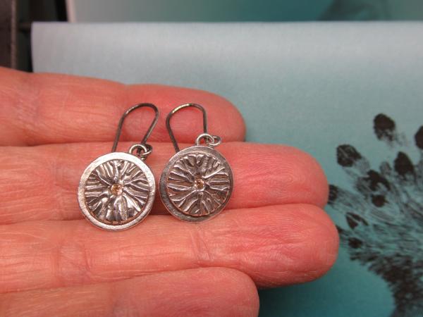 Textured disc earrings with CZ picture