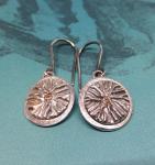 Textured disc earrings with CZ