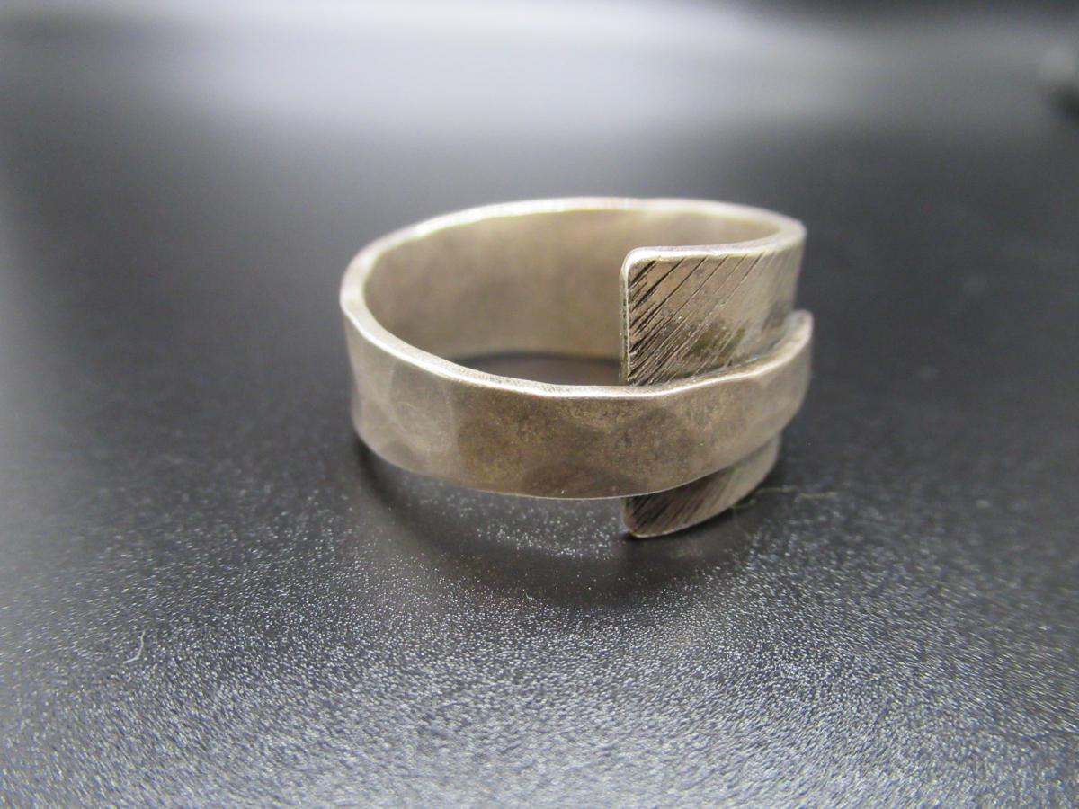 Mens Textured Silver Ring picture